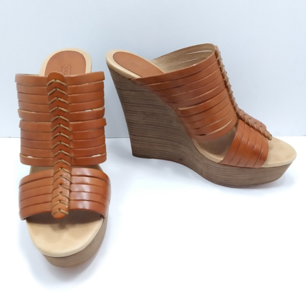 🔶COACH Huarache Platform Wedge Sandals EUC